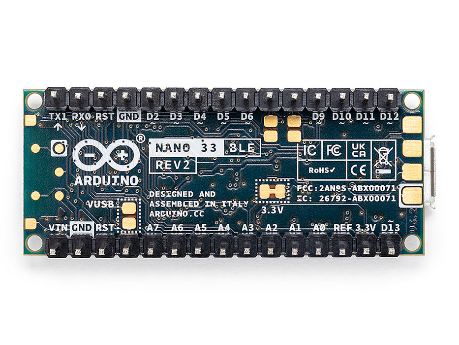 Arduino Nano 33 BLE Rev2 with headers – BLE & IMU Dev Board — Arduino ...
