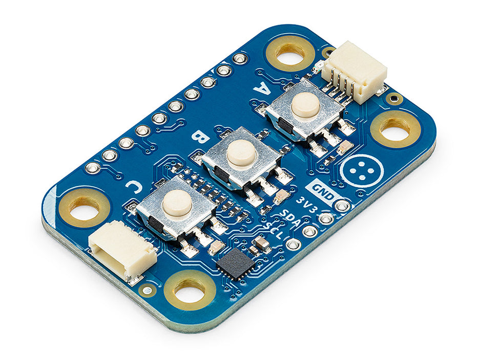 Blue electronic circuit board with components on a white background