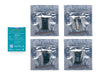 Back view of the Arduino UNO Q DIY Synth bundle packaging, displaying technical specifications on the teal UNO Q box and the Modulino hardware visible through the back of four anti-static bags.