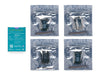 Unboxed view of the Arduino UNO Q SBC controller bundle packaging, showing the spec sheet and four sealed anti-static bags with Modulino modules.