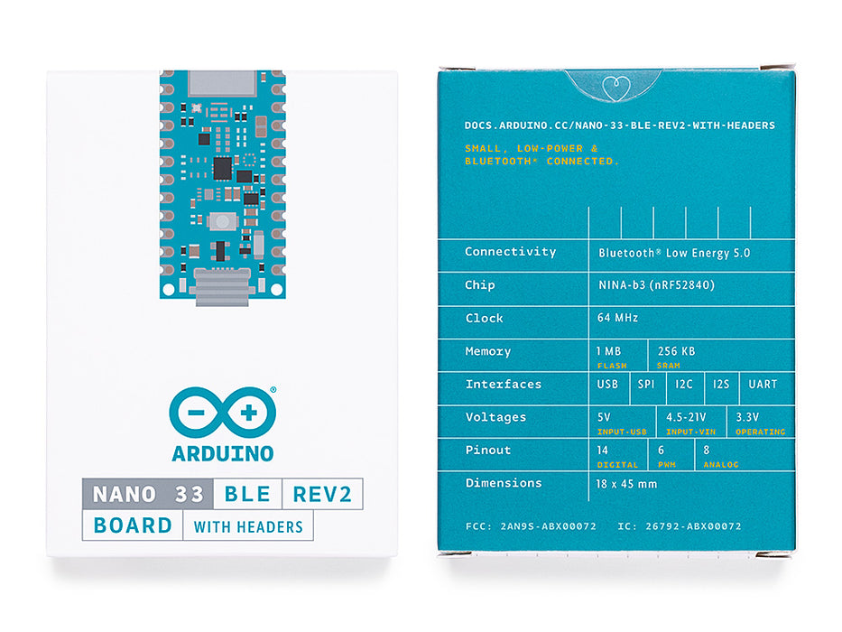 Arduino Nano 33 BLE Rev2 with headers