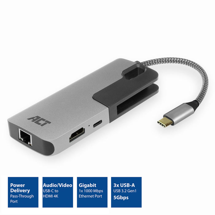 USB C Hub Multi-Port Adapter 6 in 1 with 4K HDMI Resolution for USB C